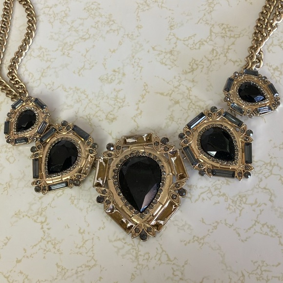 Elegant Black and Gold Statement Necklace - Picture 2 of 4